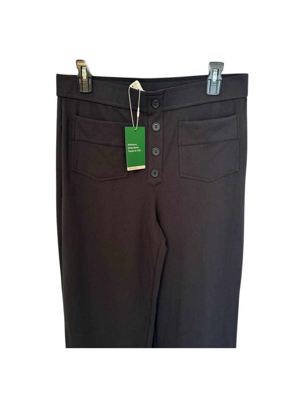 Halara Black High Waisted Wide Leg Button Fly Pocket Pants Womens L 31"x32" - Picture 2 of 6